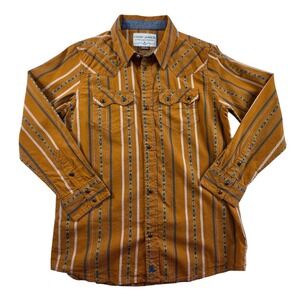 Cody James Youth XL Western Snap Shirt‎ Burnt Orange Southwestern Stripe Cowboy